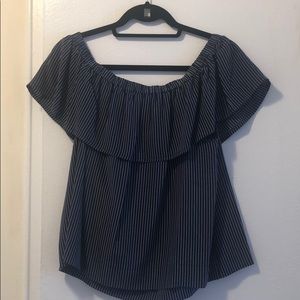 Madewell striped 100% silk off the shoulder top